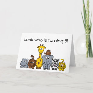 Convite Kids 3rd Birthday Party Invitation Jungle Animals