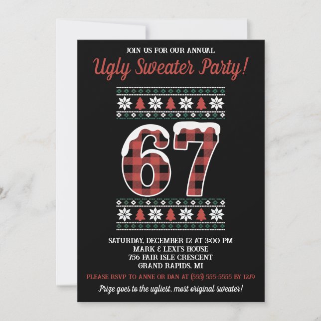 Convite Kids' 67 Ugly Sweater Holiday Party (Frente)