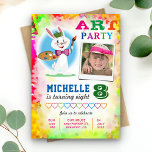 Convite Kids Art Party Painting Birthday Photo Invitation<br><div class="desc">Amaze your guests with this colorful birthday party invite featuring a cute artist bunny holding a paint brush and a palette with vibrant typography against a watercolor background. Simply add your event details on this easy-to-use template and adorn this card with your child's favorite photo to make it a one-of-a-kind...</div>