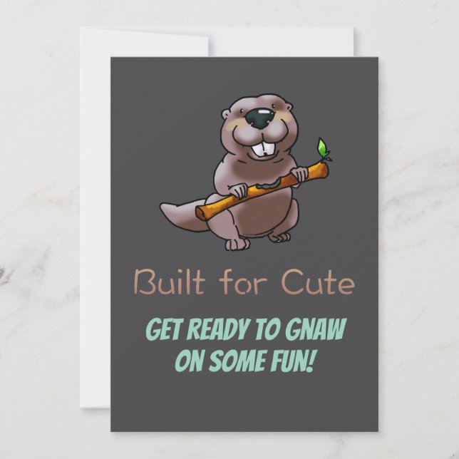 Convite Kids Beaver Birthday Invite – Built for Cute (Frente)