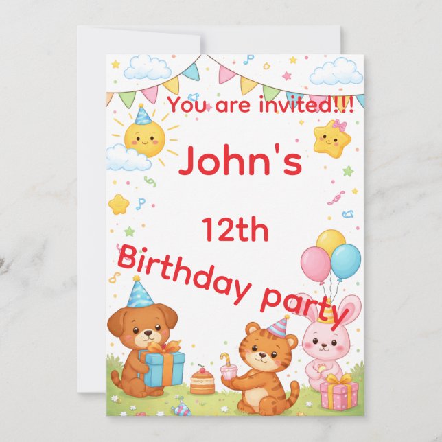 Convite Kids birthday invitation card (Frente)