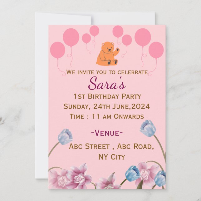 Convite Kid's Birthday Invitations  (Frente)