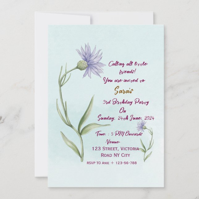 Convite Kid's Birthday Party Invitations  (Frente)