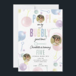 Convite Kids Bubble Party POP por Aniversário Foto Persona<br><div class="desc">Um padrão de bolhas colorido e bonito perfeito para crianças ou qualquer um que ame arte de bolhas. Este design de bolhas ilustrado pela mão adorável é ideal para festas de aniversário infantis. A decoração de festa de aniversário correspondente e os favores podem ser vistos nesta coleção de designs. Personalize...</div>
