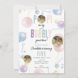 Convite Kids Bubble Party POP por Aniversário Foto Persona