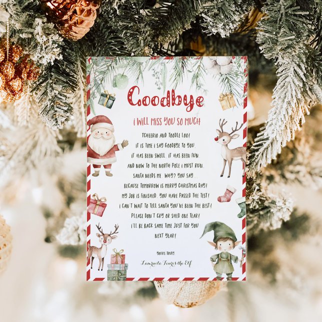 Convite Kids Christmas Girl Elf Goodbye Letter Invitation (Criador carregado)