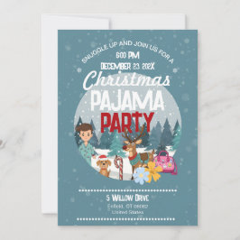Convite Kids Christmas Pajama Party Sleepover Holiday RSVP
