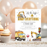 Convite Kids Construction Watercolor Festa de aniversário<br><div class="desc">Celebre seu melhor aniversário de construção de todos os tempos com este convite de festas único! Apresentando um pano de fundo branco, um sinal de stop, um caminhão de lixo, um escavador, semáforos, e um cone com uma dispersão de parafusos, este convite cria uma atmosfera única para o aniversário do...</div>