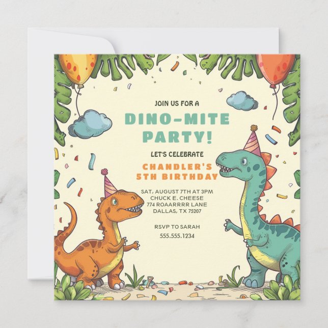 Convite Kids Dinossaur Birthday (Frente)