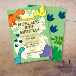 Convite Kids Dinossaur Festa de aniversário<br><div class="desc">Convite de aniversário de dinossauro bonito com dinossauros amarelos,  azuis,  laranja e roxos sobre fundo foliar verde. Este convite também é uma modelo que você pode adicionar seus próprios detalhes para o dia especial de seus filhos. Disponível como convites impressos ou um download digital ou mesmo ambos.</div>