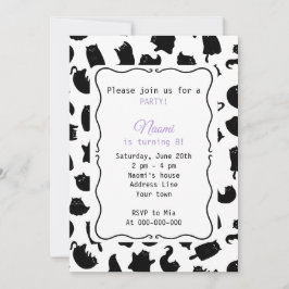 Convite Kid's Gothic Cat Birthday Party