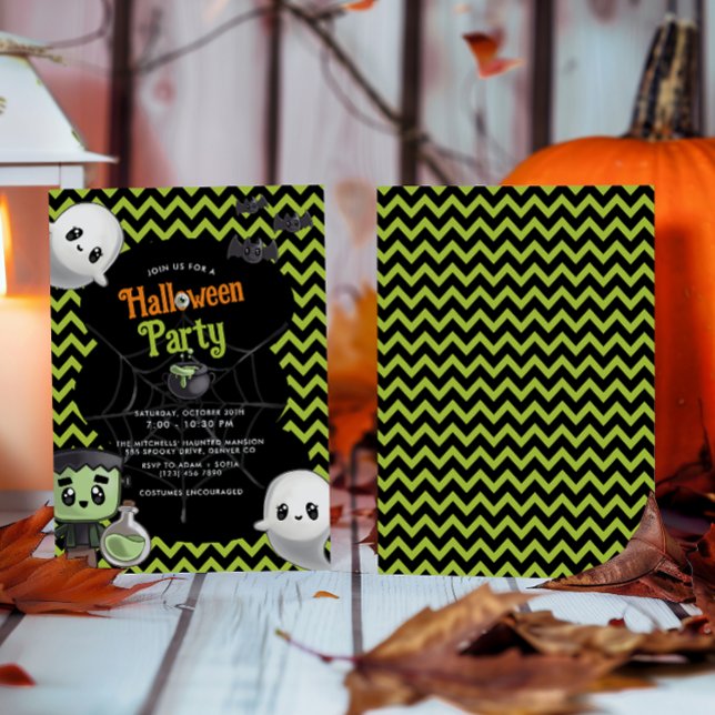 Convite Kids Green Halloween Party (Criador carregado)