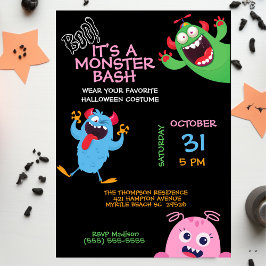 Convite Kids Halloween Monster Mash Bash Party