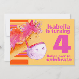 Convite Kids pony treking 4th aniversário convidado