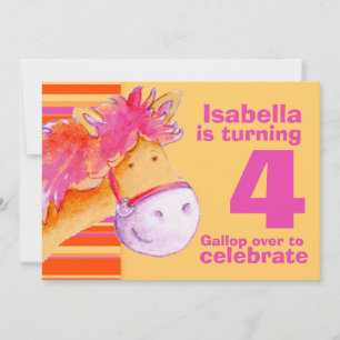 Convite Kids pony treking 4th aniversário convidado