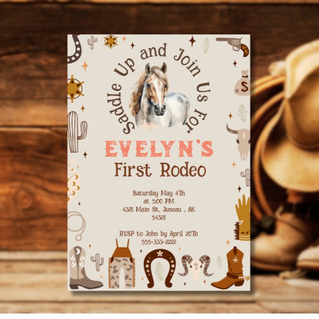 Convite Kids Rodeo Cowboy Russo Western (Criador carregado)