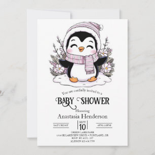 Convite Kids Snow Penguin Chá de fraldas