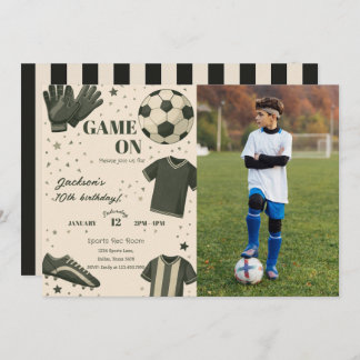 Convite Kids Soccer Themed Birthday Photo Invitation