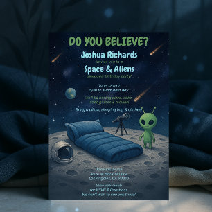 Convite Kids Space Galaxy Aliens Sleepover Festa de aniver