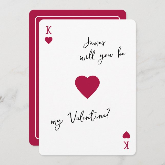 Convite King of my Heart Valentines Card Be My Valentine (Frente/Verso)
