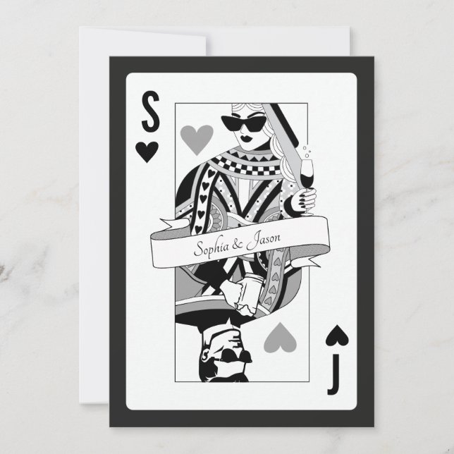 Convite King Queen Playing Card Invitation (Frente)