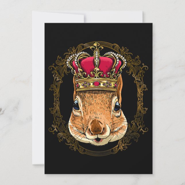 Convite King Squirrel Vestindo CrownQueen Squirrel Animal  (Frente)