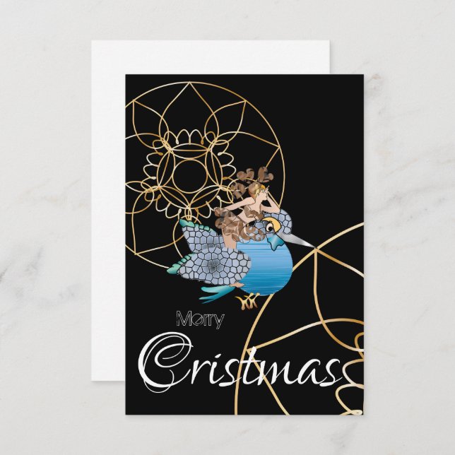 Convite Kingfisher e le fatine del Natale Feliz cristmas I (Frente/Verso)