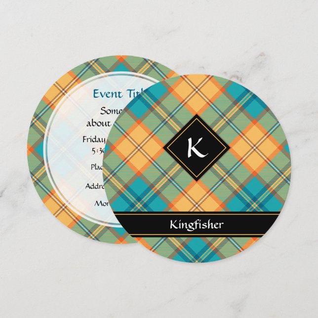 Convite Kingfisher Tartan (Frente/Verso)