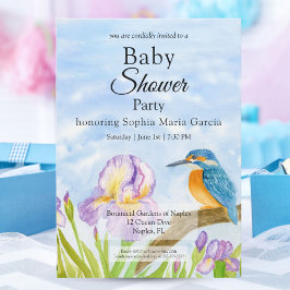 Convite  Kingfisher with Purple Irises Baby Shower