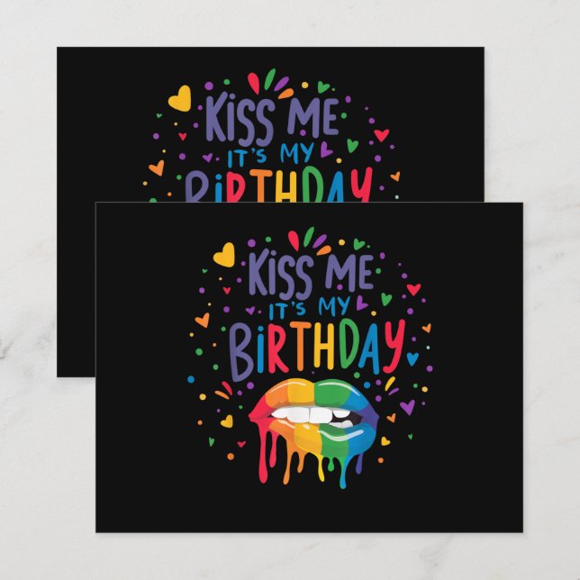 Convite Kiss Me It's My Birthday (Frente/Verso)