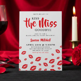 Convite Kiss the Miss Goodbye Red Lip Bachelorette Party
