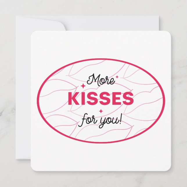 Convite Kisses Love Lips Red Pink Lettering. (Frente)