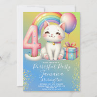 Kit de Aniversário de 4 anos Gatinho Arco-íris Fes