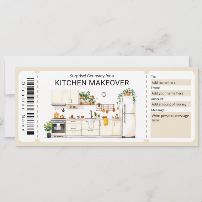 Convite Kitchen Renovation Gift Certificate  (Frente)