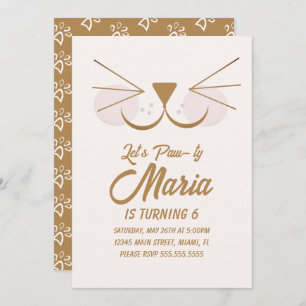 Convite Kitten Birthday Paw Party Animal