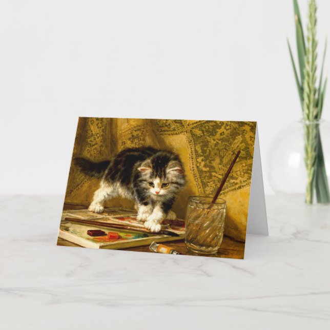 Convite Kitten com pintura e escovas (Frente)