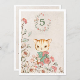 Convite Kitty Cat Floral Girly Kitten 5 anos de idade Aniv
