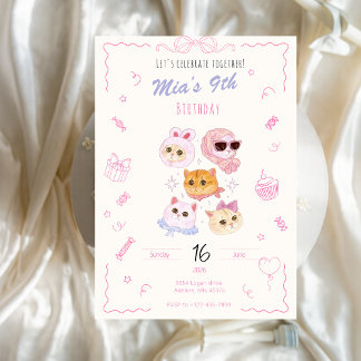 Convite Kitty Girl Birthday Invitation 