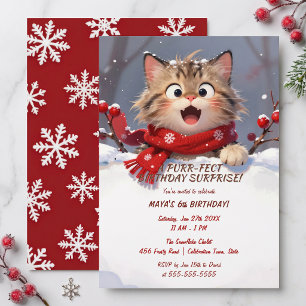 Convite Kitty Meninas Aniversário Inverno Floco de Neve Ve