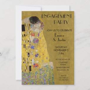 Convite Klimt é o Beijo - Art Nouveau Festa de noivado in