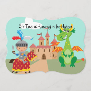 Convite Knight Castle e Dragon Birthday Invite