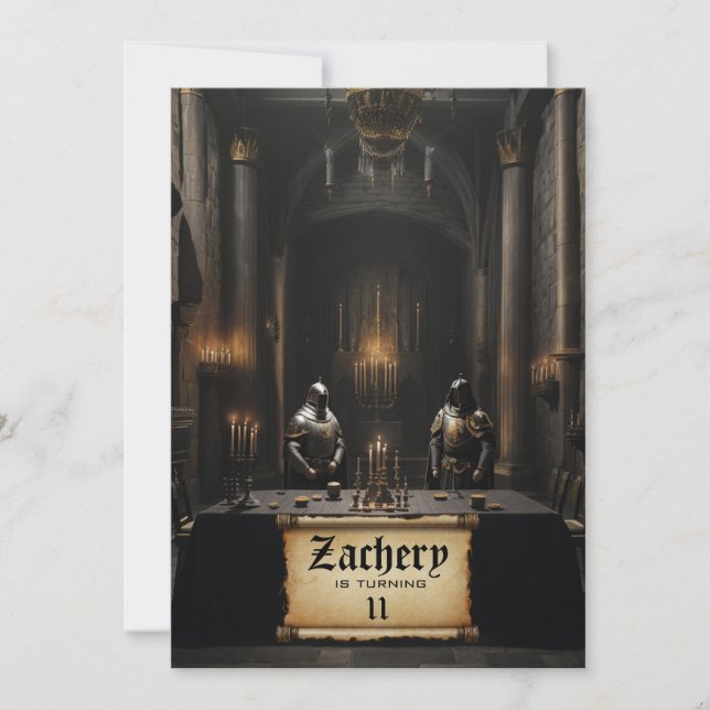 Convite *~* Knights Armor AP88 Castle Medieval Birthday (Frente)