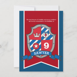 Convite Knights medieval aniversário de criança party red