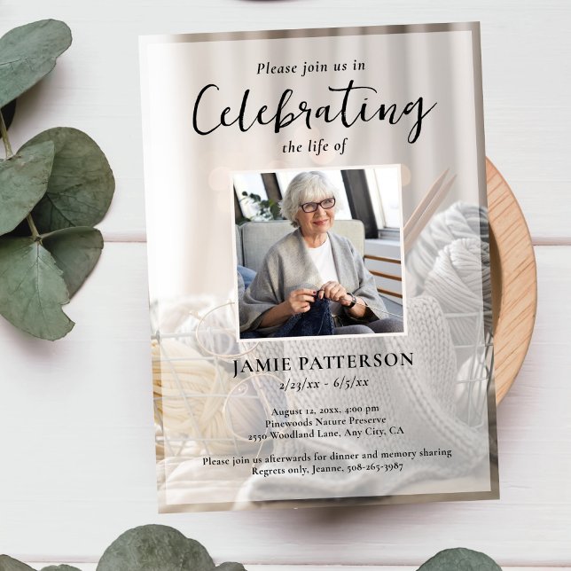 Convite Knitter, Crafts, Celebration of Life Funeral Photo (Criador carregado)