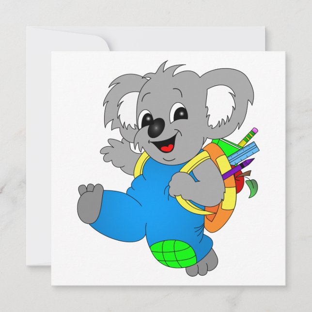 Convite Koala Bear com mochila (Frente)
