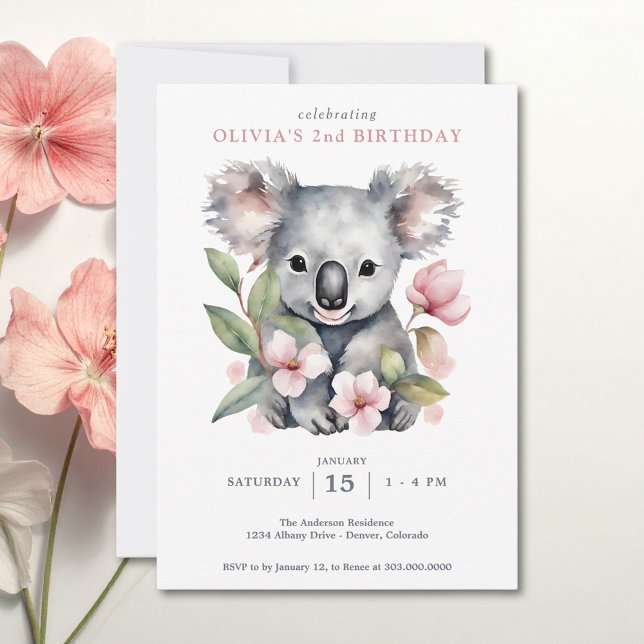 Convite Koala Bear FIrst Birthday (Criador carregado)