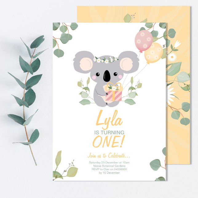 Convite Koala Birthday (Koala Birthday Invite)