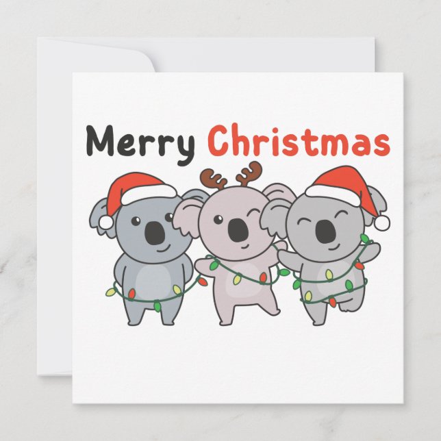 Convite Koala Christmas Animals Koalas Merry Christmas Inv (Frente)