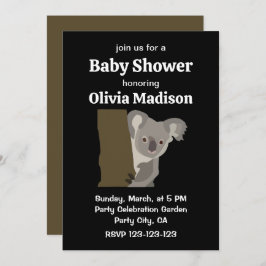 Convite Koala Ursa Chá de fraldas Neutro de Gênero