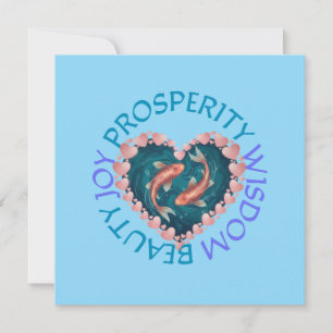 Convite Koi boa sorte rosa e turquesa